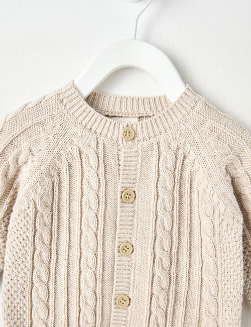 Little Bundle Essentials Knitted Cardigan, Oat Marle product photo View 02 L