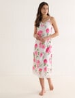 Whistle Sleep Camellia Print Lace Satin Nightie, White, 8-22 product photo