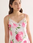 Whistle Sleep Camellia Print PJ Satin Short Set, Pink product photo View 04 S