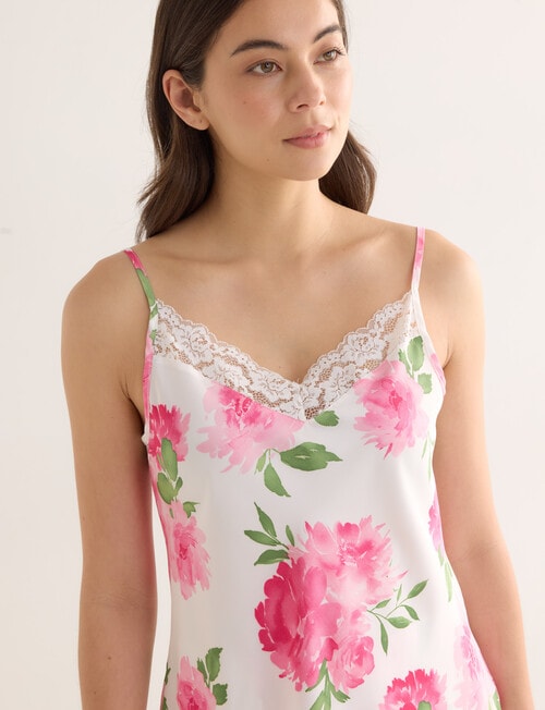 Whistle Sleep Camellia Print PJ Satin Short Set, Pink product photo View 04 L