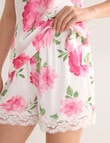 Whistle Sleep Camellia Print PJ Satin Short Set, Pink product photo View 05 S