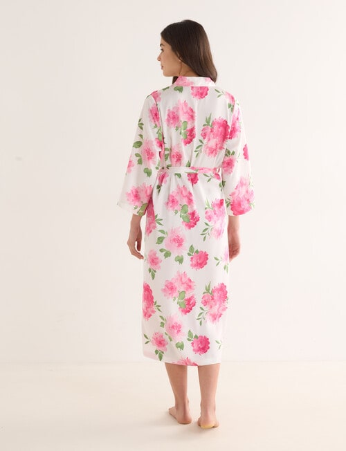 Whistle Sleep Camellia Print Satin Robe, Pink, 8-22 product photo View 02 L