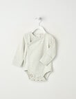 Little Bundle Essentials Stretch Cotton Stripe Bodysuit, Cream & Grey product photo