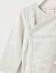 Little Bundle Essentials Stretch Cotton Stripe Bodysuit, Cream & Grey product photo View 02 S