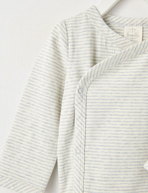 Little Bundle Essentials Stretch Cotton Stripe Bodysuit, Cream & Grey product photo View 02 L