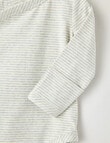 Little Bundle Essentials Stretch Cotton Stripe Bodysuit, Cream & Grey product photo View 03 S