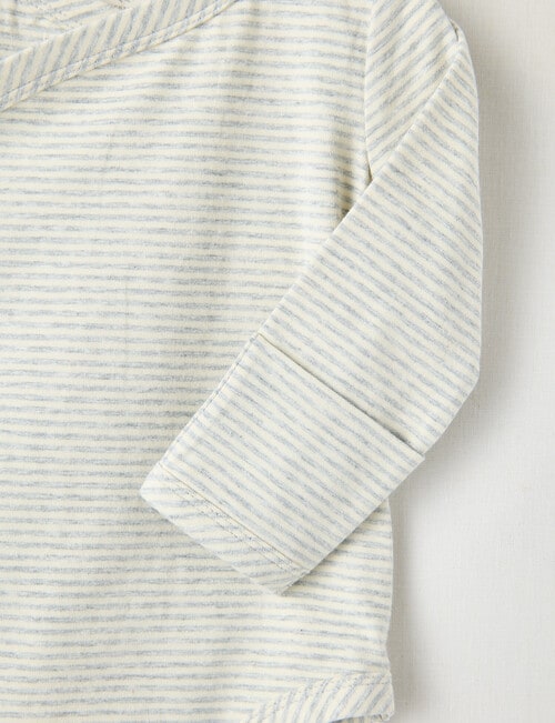 Little Bundle Essentials Stretch Cotton Stripe Bodysuit, Cream & Grey product photo View 03 L