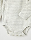 Little Bundle Essentials Stretch Cotton Stripe Bodysuit, Cream & Grey product photo View 04 S