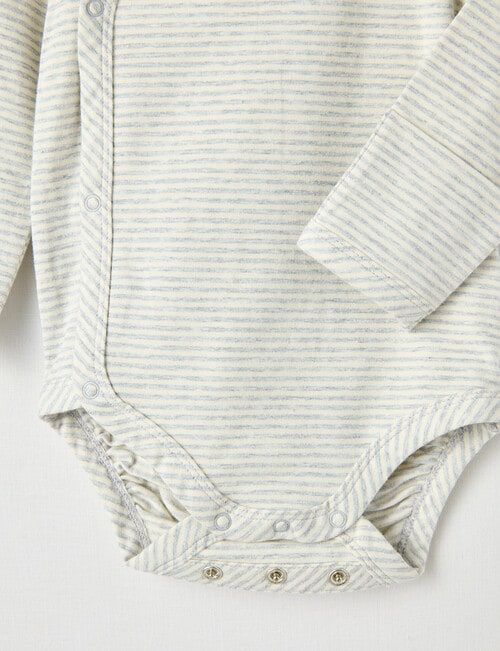 Little Bundle Essentials Stretch Cotton Stripe Bodysuit, Cream & Grey product photo View 04 L