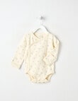 Little Bundle Essentials Stretch Cotton Bodysuit, Cream & Grey product photo
