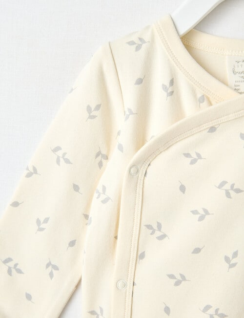 Little Bundle Essentials Stretch Cotton Bodysuit, Cream & Grey product photo View 02 L