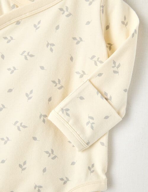 Little Bundle Essentials Stretch Cotton Bodysuit, Cream & Grey product photo View 03 L