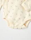 Little Bundle Essentials Stretch Cotton Bodysuit, Cream & Grey product photo View 04 S