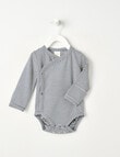 Little Bundle Essentials Stretch Cotton Stripe Bodysuit, Black & White product photo
