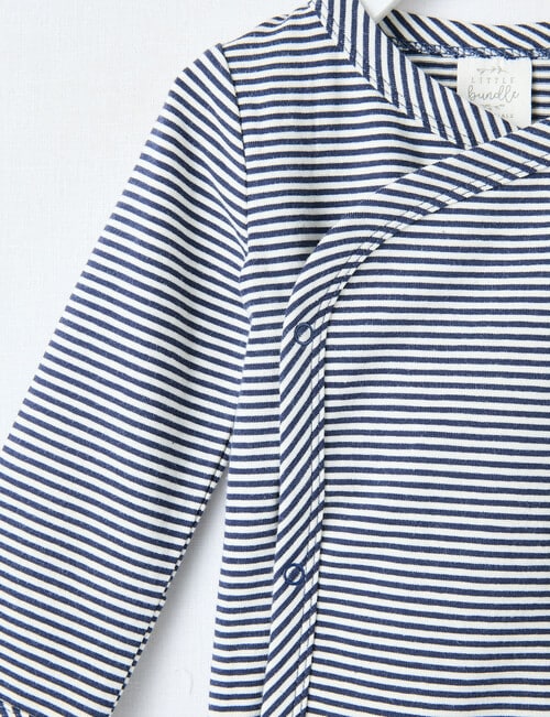 Little Bundle Essentials Stretch Cotton Stripe Bodysuit, Black & White product photo View 02 L