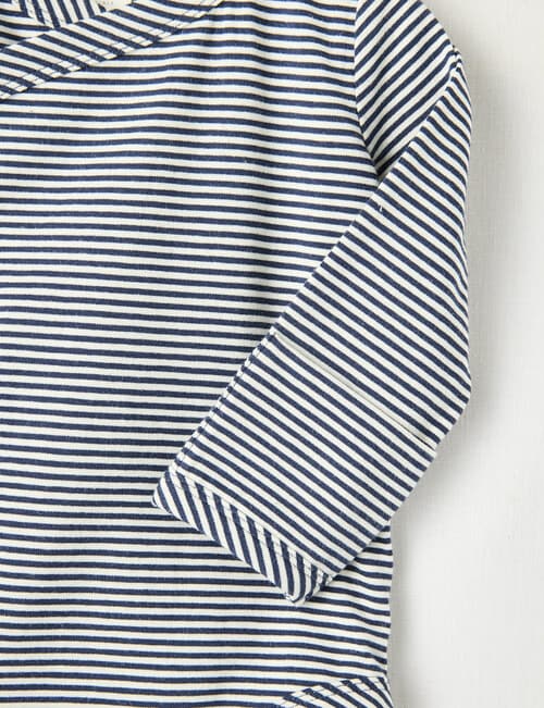 Little Bundle Essentials Stretch Cotton Stripe Bodysuit, Black & White product photo View 03 L