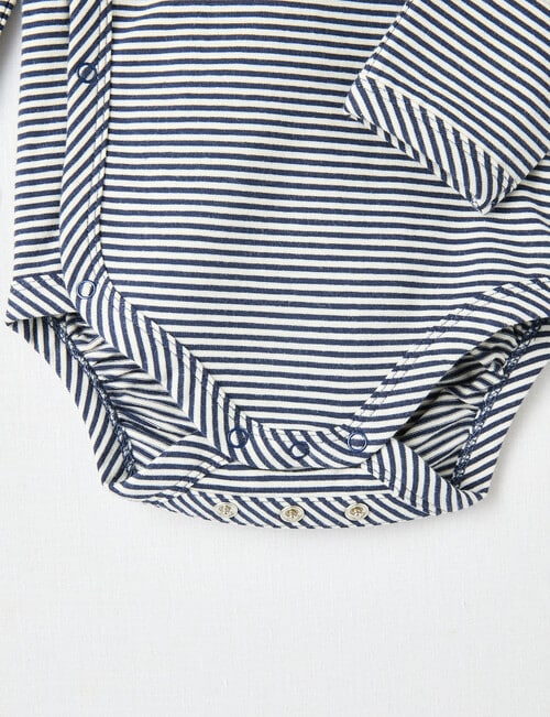 Little Bundle Essentials Stretch Cotton Stripe Bodysuit, Black & White product photo View 04 L