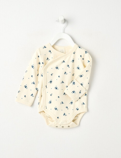 Little Bundle Essentials Stretch Cotton Bodysuit, Cream & Navy product photo