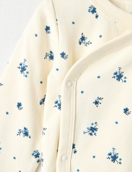 Little Bundle Essentials Stretch Cotton Bodysuit, Cream & Navy product photo View 02 L