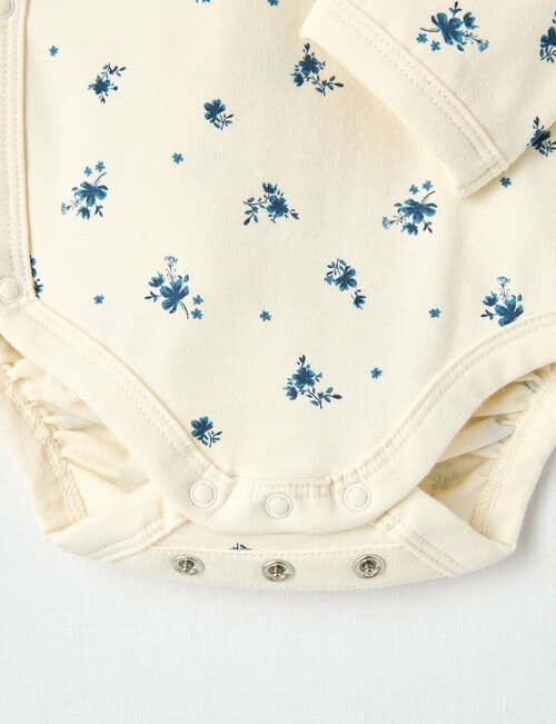 Little Bundle Essentials Stretch Cotton Bodysuit, Cream & Navy product photo View 04 L