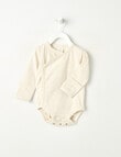 Little Bundle Essentials Stretch Cotton Stripe Bodysuit, Cream & Oatmeal product photo