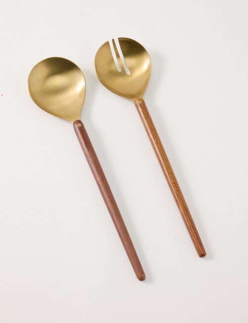 Gather Elementopia Salad Servers Set of 2, Brass & Natural product photo