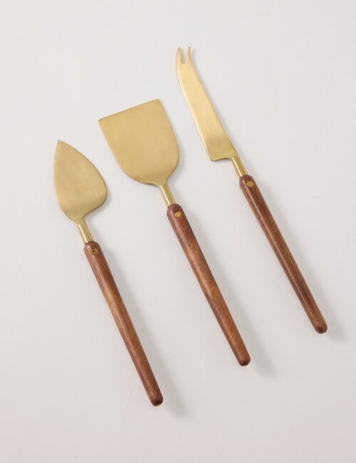 Gather Elementopia Cheese Servers Set of 3, Brass & Natural product photo