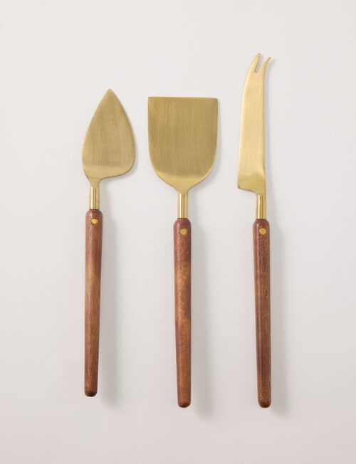 Gather Elementopia Cheese Servers Set of 3, Brass & Natural product photo View 02 L