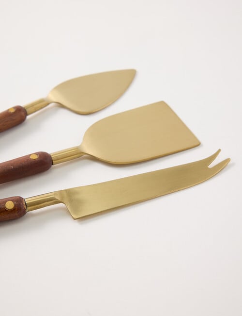 Gather Elementopia Cheese Servers Set of 3, Brass & Natural product photo View 03 L