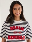 Denim Republic Stripe Applique Tee, Navy & White product photo