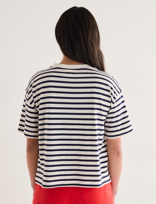 Denim Republic Stripe Applique Tee, Navy & White product photo View 02 L