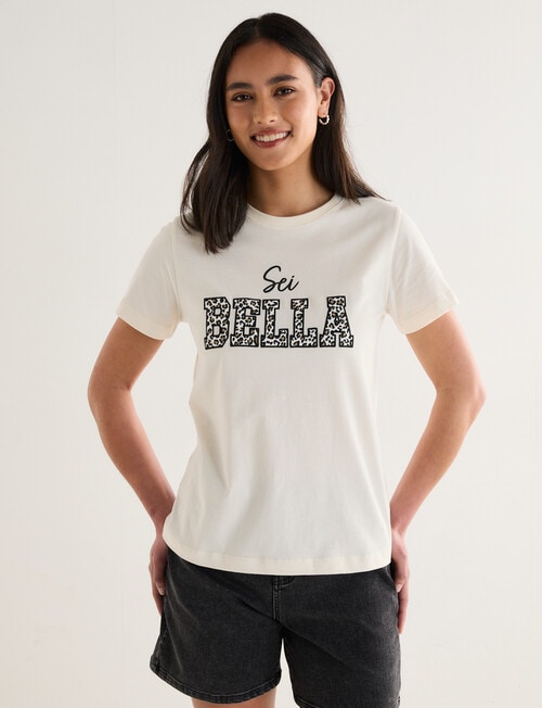 Denim Republic Animal Bella Fashion Tee, Ivory product photo
