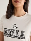 Denim Republic Animal Bella Fashion Tee, Ivory product photo View 04 S