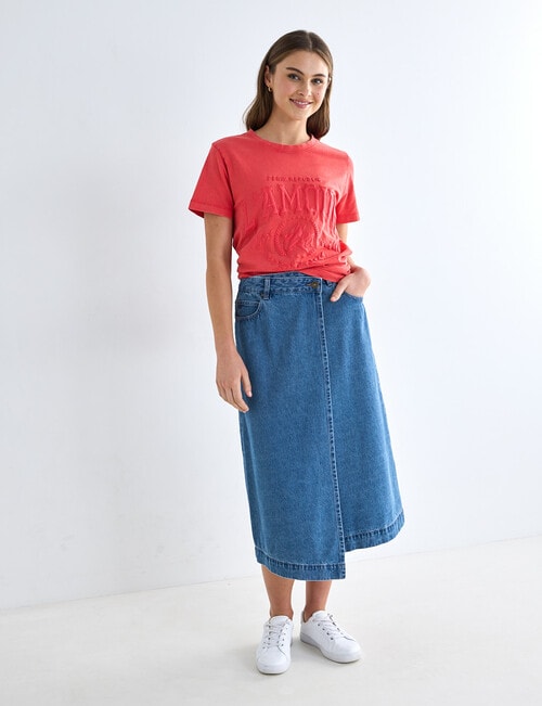 Denim Republic Short Sleeve Puff Tee, Vintage Red product photo View 03 L