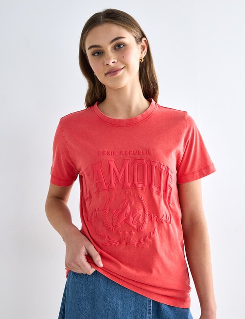 Denim Republic Short Sleeve Puff Tee, Vintage Red product photo View 05 L