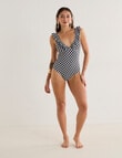 Zest Swimwear Gingham Frill Swimsuit, Black & White product photo View 03 S