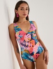 Zest Swimwear V Neck Suit, Monstera Print product photo
