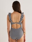 Zest Swimwear Gingham Frill Swimsuit, Black & White product photo View 02 S