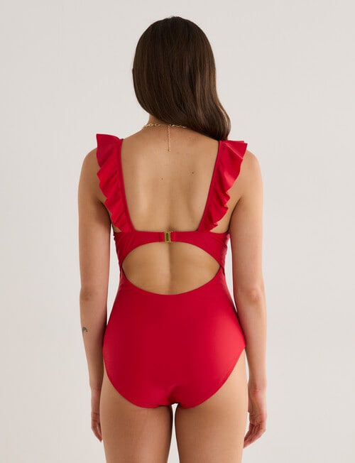 Zest Swimwear Frill Swimsuit, Red Hot product photo View 02 L