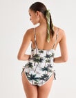 Zest Swimwear Tropical Palm Ruched Suit with Drawstring, Cream product photo View 03 S
