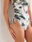 Zest Swimwear Tropical Palm Ruched Suit with Drawstring, Cream product photo View 06 S