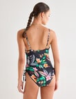 Zest Swimwear Floral Ruched Suit with Drawstring, Black product photo View 02 S
