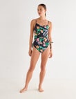 Zest Swimwear Floral Ruched Suit with Drawstring, Black product photo View 03 S