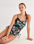 Zest Swimwear Floral Ruched Suit with Drawstring, Black product photo View 06 S