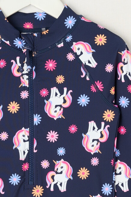 Wavetribe Unicorn Long Sleeve Rashsuit, Navy product photo View 02 L