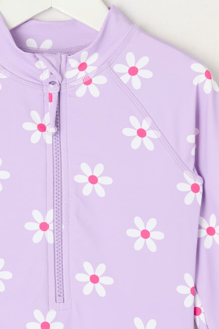 Wavetribe Daisies Long Sleeve Rashsuit, Lilac product photo View 02 L