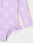 Wavetribe Daisies Long Sleeve Rashsuit, Lilac product photo View 03 S