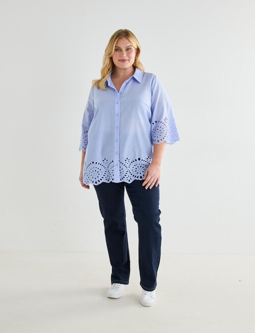 Studio Curve Cotton Broderie Bell Shirt, Periwinkle product photo View 03 L