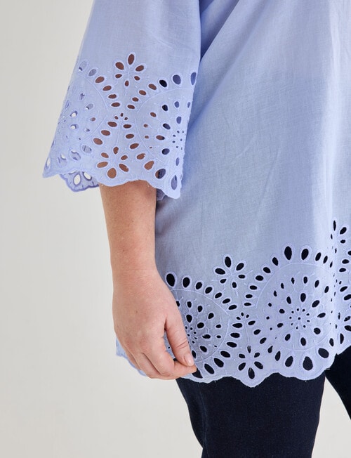Studio Curve Cotton Broderie Bell Shirt, Periwinkle product photo View 05 L