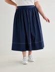 Studio Curve Contrast Stitch Skirt, Navy product photo View 04 S